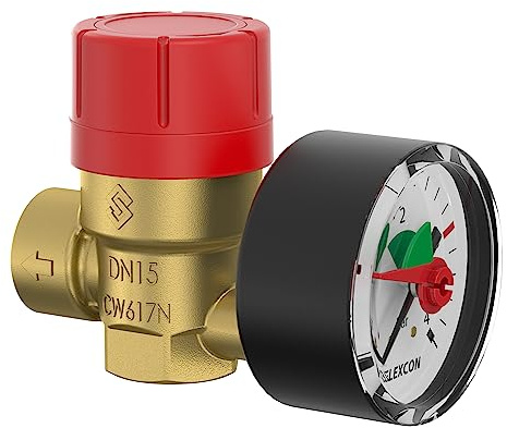 Flamco Prescomano 1/2 NF - 3.0 bar | Sicherheitsventile mit Manometer für abgedichtete Zentralheizungs- und Kühlanlagen | Hohe Qualität & Hitzebeständigkeit bis 140 °C-27684