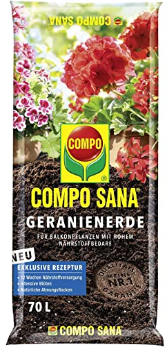 COMPO SANA® Geranienerde für die Bildung schöner, intensiver Blüten mit 12 Wochen Sofort- und Langzeitdünger 70 L
