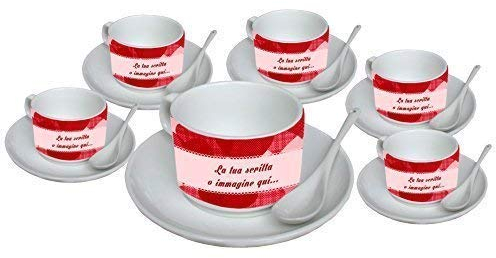 - Senza marca/Generico - Set di Sei TAZZINE da Caffe con PIATTINO E CUCCHIAINO Personalizzate Stampa Personalizzata Foto Scritta Dedica Idea Regalo