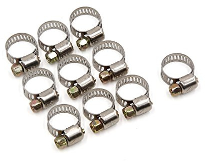 sourcing map 10pcs Collier de Serrage Tuyau Pince Clip Serre Joint Inoxydable Acier Réglable 9-16mm Pour Voiture Tuyau Câble