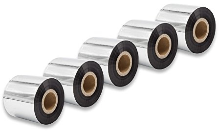 vhbw 5x Thermotransfer-Band kompatibel mit Godex EZ-6200 Plus | EZ-2350i Drucker Etikettendrucker, Wischfest, 60 mm x 300 m, Wachs-Plus Schwarz