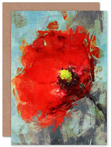Fine Art Prints Bright Poppy Sketch Painting Greeting Card With Envelope Inside Premium Quality, 17.5 x 12.5 cm