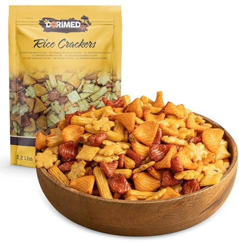 Reiscracker Mix 1 kg | Fuji Mix Salzige Reis-Snacks | knusprige Cracker mit feinem Paprika Salzgeschmack | Gesunder Snack in hoher Qualität für ausgewogene Ernährung | Dorimed