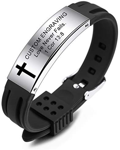 MeMeDIY Citazione Ispiratrice Braccialetti Trasversali Fede Accessori Bibbia Cristiana Versetto Silicone ID Braccialetto Regali Religiosi per Uomo Donna Ragazzi Ragazze Gomma Regolabile (2 Colorei)