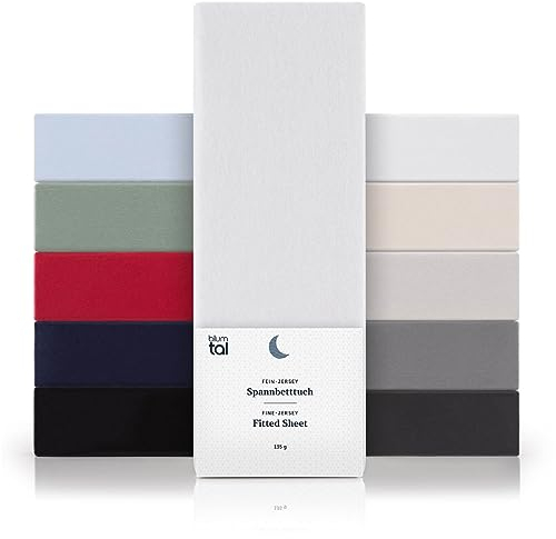 Blumtal® Basics Spannbettlaken 140x200cm - Baumwolle/Jersey - Oeko-TEX zertifiziertes Bettlaken - Weiß