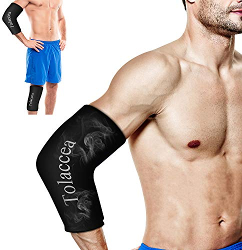 Tolaccea Knee Ice Pack & Elbow Ice Pack Support Brace for Hot & Cold Compress Therapy, Compression Sleeve Reusable Gel Pack for Injury Cold Wrap for Knee Calf Elbow (Black, XL)