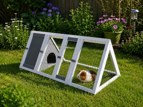 Bunny Business Apex Run with Enclosure Rabbit/Guinea Run Hutch Hutches, 4ft Triangular Runs (GREY-HVY)