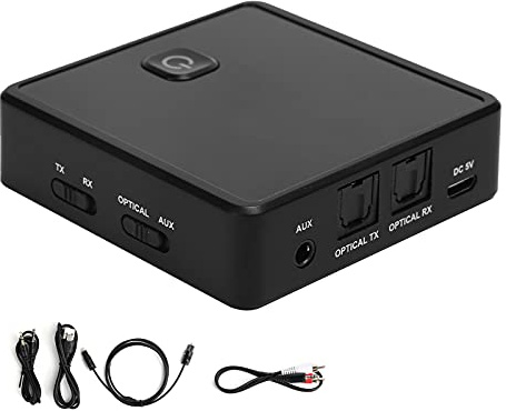 ciciglow Receptor Bluetooth 5.0, 2 en 1 Adaptador Bluetooth 5.0 Receptor de Audio inalámbrico Transmisor con Cable de Audio Auxiliar de 3.5MM para PC TV Altavoz para automóvil