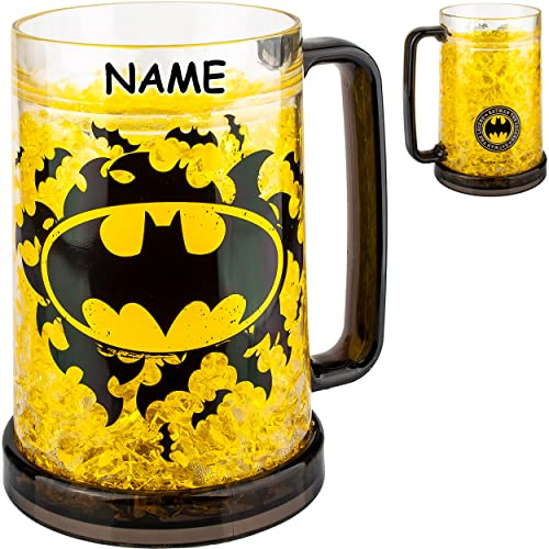 alles-meine.de GmbH 3D EIS Kristall Effekt - XXL großer - KÜHL Krug/Henkeltasse/Henkelbecher - Batmann - inkl. Name - 475 ml - Bierkrug - doppelwandig - Eiswürfel Kühlen - Ku..