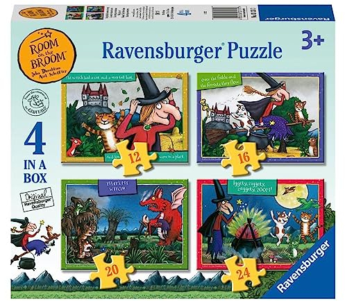 Ravensburger Room on The Broom 4 in Box (12, 16, 20, 24 Piece) Jigsaw Puzzles for Kids Age 3 Years Up - Toys for Children