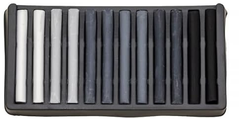 AMI Carbón de dibujo, 12 varillas, 6 tonos grises