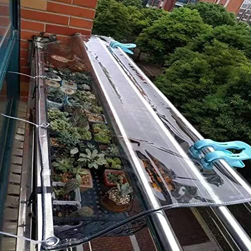 Plane Transparent Mit öSen,wasserdichte Abdeckplane,Wetterfeste Plane Strapazierfähige Vordächer Faltbar,0.35mm PVC-Kunststoffplane für Gartenmöbel Pflanzen Gewächshaus Terrasse (140x500cm)