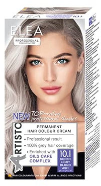 Coloration permanente des cheveux Elea Professional Color & Care - № 10.1 Blond super clair cendré 123ml, gris