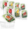 com-four® Juego de tarros de almacenamiento de frutas de 8 piezas - loncheras en cuatro tamaños - caja de almacenamiento para acampar, hacer picnics y para viajar (8 piezas - frutas)