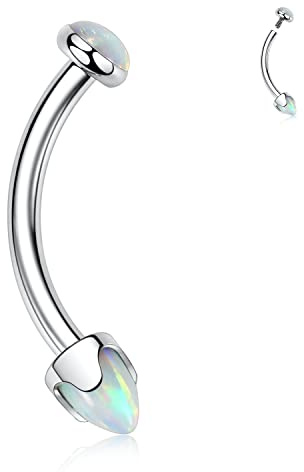hengkaixuan G23 Titan ögonbryn piercing smycken ögonbryn ringar böjd skivstång 16 g ögonbryn navelring navelringar Rook Daith örhängen läppring ögonbrynssmycken 6 mm – 12 mm, Titan, Ingen ädelsten