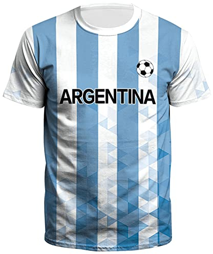YuanDiann Argentina mästare Qatar fotboll världsmästerskap minne t-shirt rund hals kortärmad 3D-tryck fanshirt sport casual ventilerande tröjor fotbollströjor män och kvinnor 1# M
