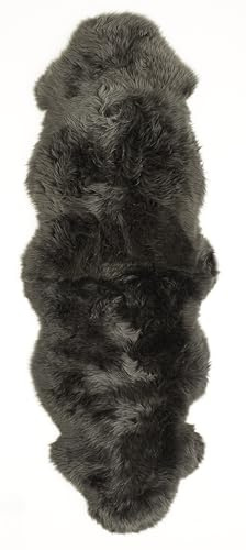 -LUXOR- living Schaffell echt, Fellteppich, Bettvorleger, 60 x 160 cm | Oberseite 100% Wolle, Rückseite 100% Leder gegerbt, Florhöhe ca. 50 mm, Kuschelteppich