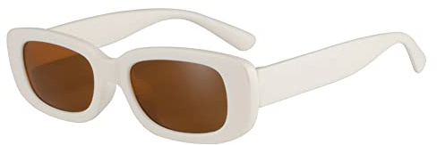 JBINNGROUSE Gafas de sol rectangulares de moda para niños de 3 a 12 años, con marco pequeño, protección UV 400, White, 44mm