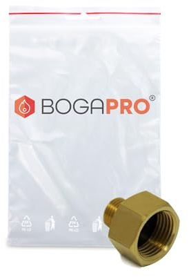 BOGAPRO Raccordo a gas, filettatura interna da 1/2 x 1/4 filettatura esterna poli sacchetto, per fornelli a gas da esterni, fornello da campeggio e barbecue, adattatore GPL, tubo del gas, ottone