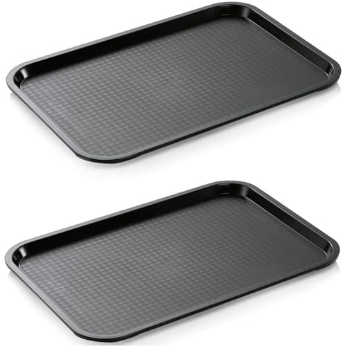 PHCOMRICH 2X Tabletts, Mehrzwecktablett, rutschfest, lebensmittelechtes PP-Material, schwarz, 45 x 35 cm