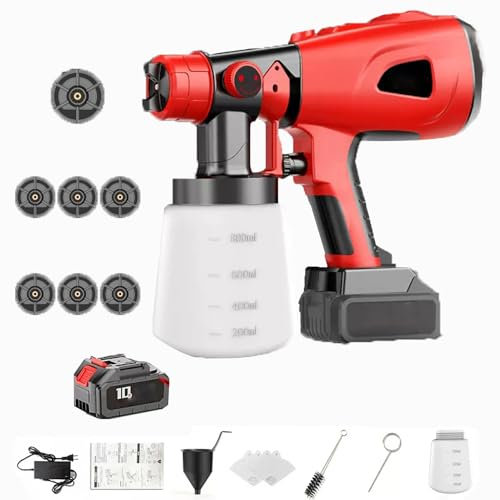 pistola per verniciare muri Kit pistola a spruzzo per verniciatura domestica, pistola a spruzzo senza fili da 800 ml con controllo del flusso della bomboletta di vernice, adatta per mobili(Color:a)