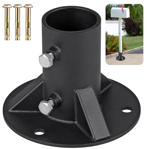 Insaga Chain Link Fence Post 2'' Floor Flange Base, Heavy Duty Round Fence Post Base, Chain Link Fence Parts for Metal Post with Floor Bracket, Mailbox Round Post Mount, Fit OD 1-7/8'' Pipe/Post