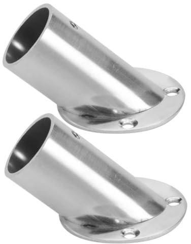 IMIKEYA 2pcs Corner Closet Rod Metal Wardrobe Rail Support 90 °Heavy Duty Shower Curtain Holder Hanging Wall Bracket Angled Clothes Pole Stainless Steel Flange Seat