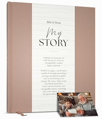 Bibi & Beau Legacy Story Journal – My Life in Writing | Guided Memory Book for Grandma, Grandpa, Mom, Dad | Thoughtful Keepsake Gift to Fill Out (Taupe)