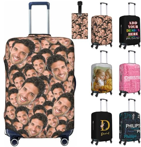Personalisierte Gepäckabdeckung, Individuelle Kofferabdeckung mit Gesichtsfoto Bedruckt, Personalisierte Kofferhülle mit Foto/Text/Name/Logo, Doppelseitig Designs, FüR Reisen, Den TäGlichen Gebrauch