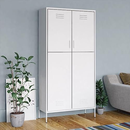 Willood Kleiderschrank Garderobenschrank Dielenschrank Schlafzimmerschrank Stahlschrank Lagerschrank Mehrzweckschrank Schrank Weiß 90x50x180 cm Stahl