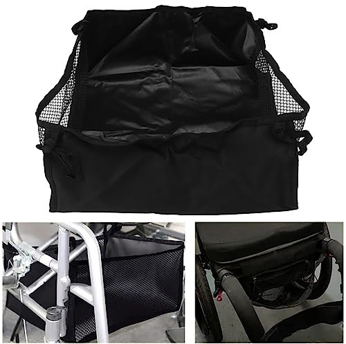 WPKD BLUEIY Under Seat Wheelchair Bag,Wheelchair Underneath Bag,600D Oxford Cloth Movable Wheelchair Organizer Pouch,for Most Wheelchairs,Walkers(Black,35x31cm,101g)