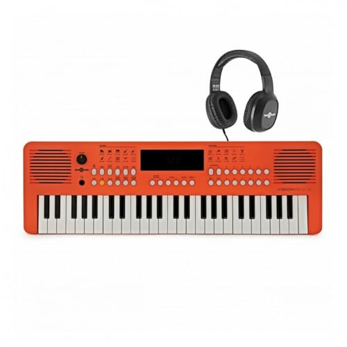 Clavier MIDI portable 49 touches - Mini clavier électrique de Piano, Orange | Pour Débutants et Passionnés de Musique, Casque Inclus, 49 Mini Touches, 300 Sons et Rythmes, MIDI USB, Piles ou USB
