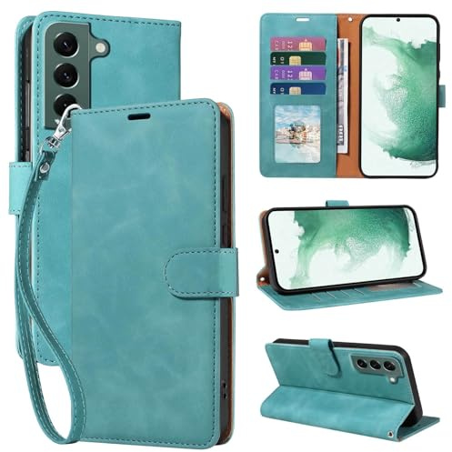 GOTOURED RFID Blocking for Samsung Galaxy S22 Case Wallet (Green)