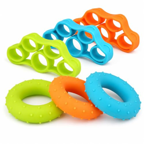 Xiciki 6 Pièces Hand Grip Strengthener, Musculation Main et Exerciseur De Doigts, Grip Ball Silicone Renforcement de la Force De Préhension, Balle Reeducation Main pour Avant-Bras, Fitness, Escalade