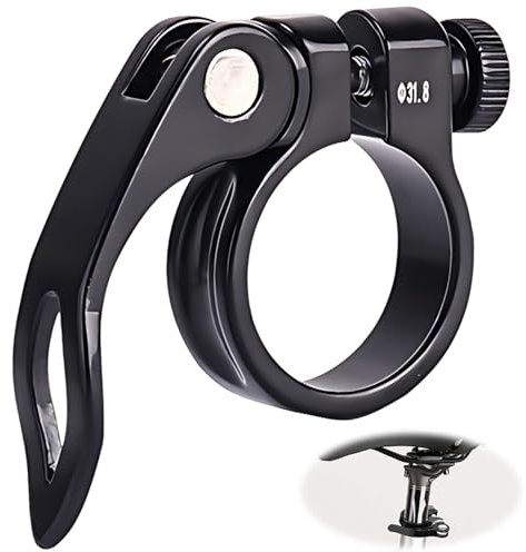 Fahrrad Sattelkloben Schnellverschluss Sattelklemme, 31.8mm Aluminiumlegierung Schnellspanner Sattelstütze Rennrad Mountainbike Sattelstützenklemme (Schwarz, 31.8mm)