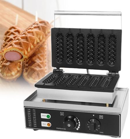 pealiritansemen Electric Waffle Stick Maker, Commercial Corn Dog Waffle Maker Machine Hot Dog Cheese Stick Press Warmer, 50-300℃ Temp Control, Stainless Steel Muffin Cooker With Timer