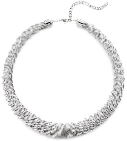 COOLSTEELANDBEYOND Tordu Texturées Maille Choker avec Flexible Métal Ruban Collier Déclaration Collier