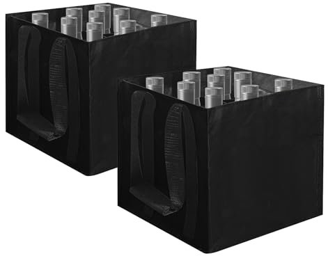 LUKDUNG 2 Stück Flaschentasche 9 Flaschen, Flaschenträger für 1,5 Liter Flaschen, Tragetasche mit Trennwänden für Flaschen, Wiederverwendbar Handtasche für Getränketasche Bierflaschen Weinflasche