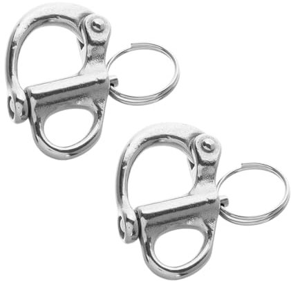 VANZACK Grillete de Liberación Rápida Pack de 2 Piezas de Acero Inoxidable Mecanismo Seguro y Acabado Plata para Cadena y Llavero Adecuado para Uso Interior y Exterior
