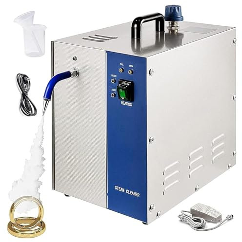 MObyat Limpiador a Vapor para Joyas 3 litros, Máquina Limpiadora a Vapor Profesional Gemas Acero Inoxidable De 2200 W con Interruptor De Pie, Extractor De Aire Que Disipa Rápidamente El Calor