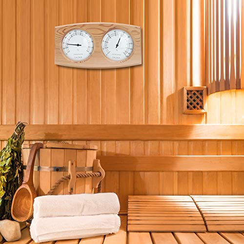 Termoigrometro in Legno di Cedro Fatto a Mano Termoigrometro per Sauna Termometro Igrometro Pratica Decorazione per Sauna 9,4x5,1 Pollici