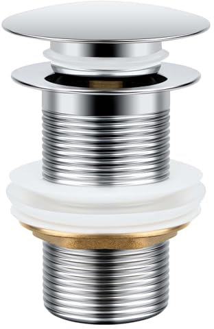 MINISOISO Bonde de Lavabo sans Trop Plein, Pop Up Bonde Lavabo Universel, Bonde Lavabo Salle de Bain Clic Clac Universelle G 1 ¼, pour Cuisines, Bain, Lavabo