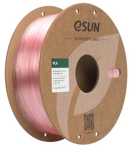 eSUN Klarer PLA Filament 1,75 mm, transparenter 3D-Druck-Filament 1KG Spule (2,2 LBS) für 3D-Drucker, Transparentes Rosa