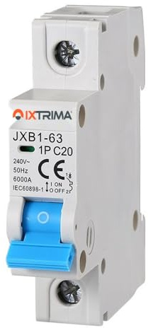 IXTRIMA Interrupteur magnétothermique 1P 20A 220V 6KA pour rail DIN - 1 module DIN - protection circuit et sécurité installations