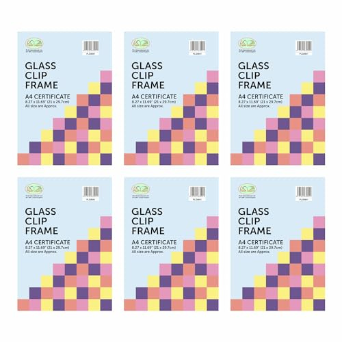 M1SS Set of 6 - A4 Frameless Clip Frames Glass Picture Frames for Poster Certificate Frame Wall Mountable Photo Frames Picture Display for Home Office Classic Wall Decor