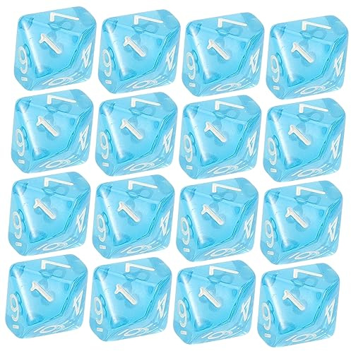Gatuida 20 Dadi a 10 Facce Trasparenti Numerati 0-9 in Acrilico Blu, Dadi Da Gioco Da Tavolo e Didattici Per Giochi Di Ruolo, Scuola e Divertimento Educativo, Set Da 20 Pezzi