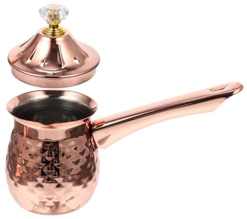 TOGEVAL Cafetera Turca de Acero Inoxidable con Tapa y Mango Olla Pequeña Multifunción para Leche y Café Compatible con Cocinas Eléctricas Inducción Ligera y Fácil de Limpiar