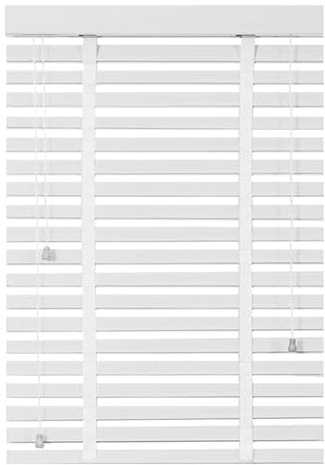 WZDXFNLD 5cm Slats Horizontal Wood Blinds for Indoor Windows 30 40 50 80 90 100 110 120 130 140 150 160 170 cm Width, Bedroom Privacy Wooden Venetian Blinds, Light Filtering Window Shades(White)