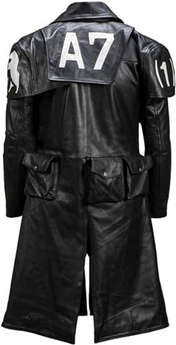 Enab Clothing Men's A7 NCR Veteran Ranger Vegas Armor Black Faux Leather Costume Duster Trench Coat
