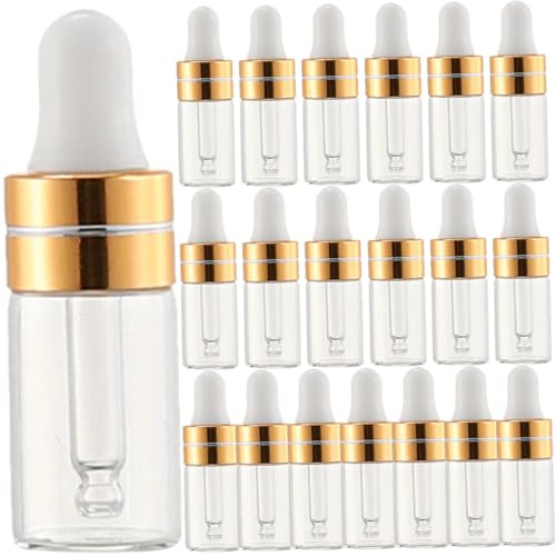 Zerodeko 20Pcs Glass Dropper Bottles with Pipette Practical Makeup Containers Refillable for Essential Oils DIY Hair Oil Applicator Travel Toiletries